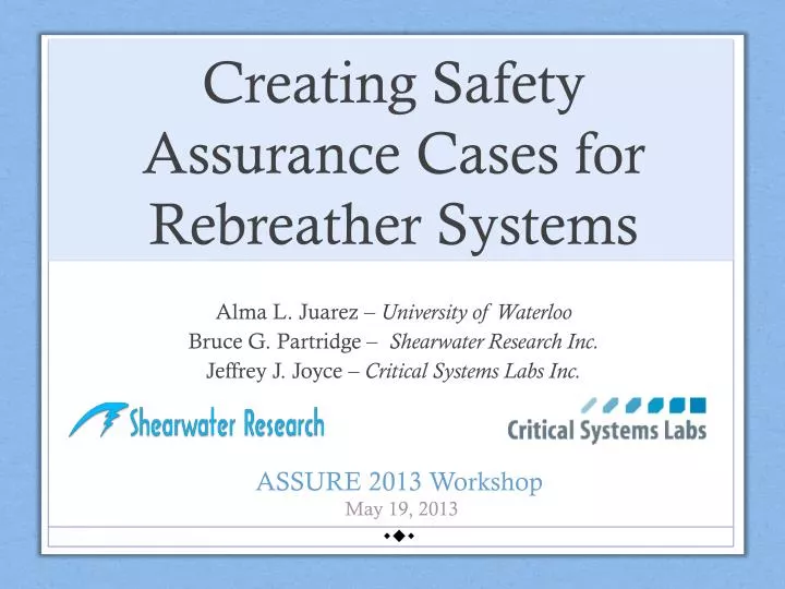 creating safety assurance cases for rebreather systems