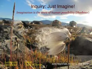 Inquiry: Just Imagine! Imagination is the store of human possibility (Huebner)