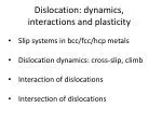 Dislocation: dynamics, interactions and plasticity - slide 1