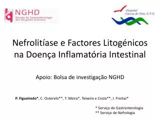 Nefrolitíase e Factores Litogénicos na Doença Inflamatória Intestinal