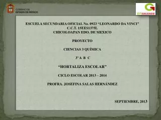 ESCUELA SECUNDARIA OFICIAL No. 0923 “LEONARDO DA VINCI ” C.C.T. 15EES1375L