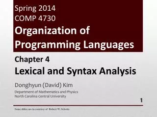 Spring 2014 COMP 4730 Organization of Programming Languages