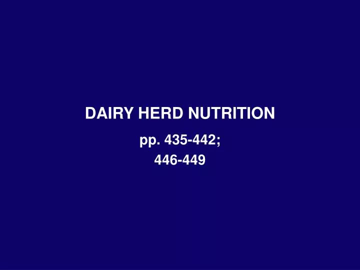 dairy herd nutrition