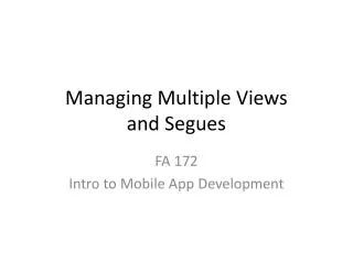 Managing Multiple Views and Segues