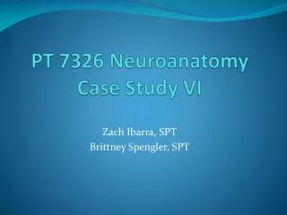 PT 7326 Neuroanatomy Case Study VI