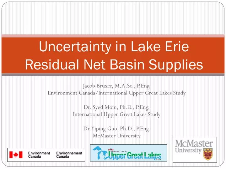 uncertainty in lake erie residual net basin supplies