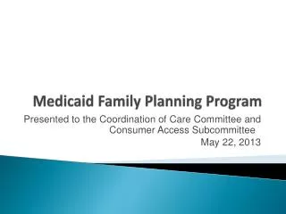 Medicaid Family Planning Program