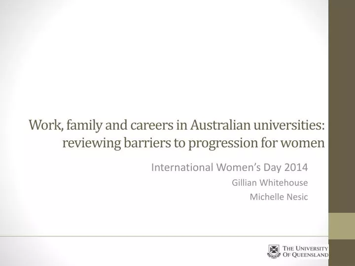 work family and careers in australian universities reviewing barriers to progression for women