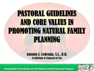 PASTORAL GUIDELINES AND CORE VALUES IN PROMOTING NATURAL FAMILY PLANNING