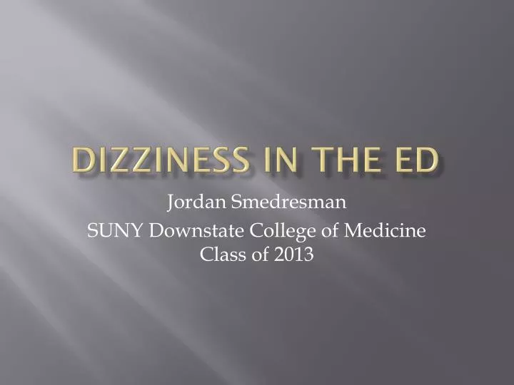 dizziness in the ed