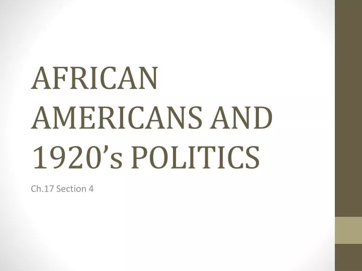 african americans and 1920 s politics