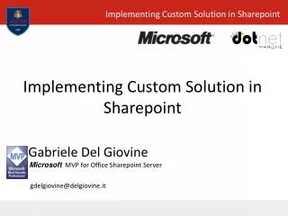 Implementing Custom Solution in Sharepoint