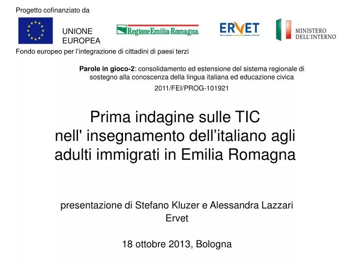 prima indagine sulle tic nell insegnamento dell italiano agli adulti immigrati in emilia romagna