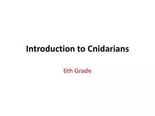 Introduction to Cnidarians