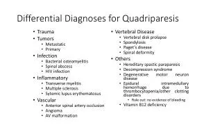 Differential Diagnoses for Quadriparesis