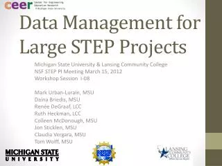 Data Management for Large STEP Projects