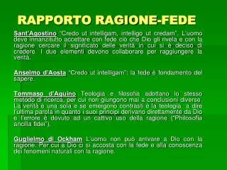 rapporto ragione fede