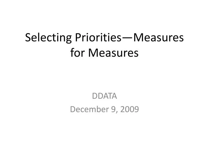 selecting priorities measures for measures