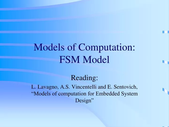 models of computation fsm model