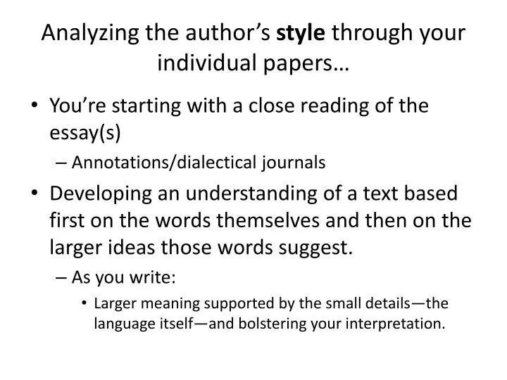 analyzing the author s style through your individual papers