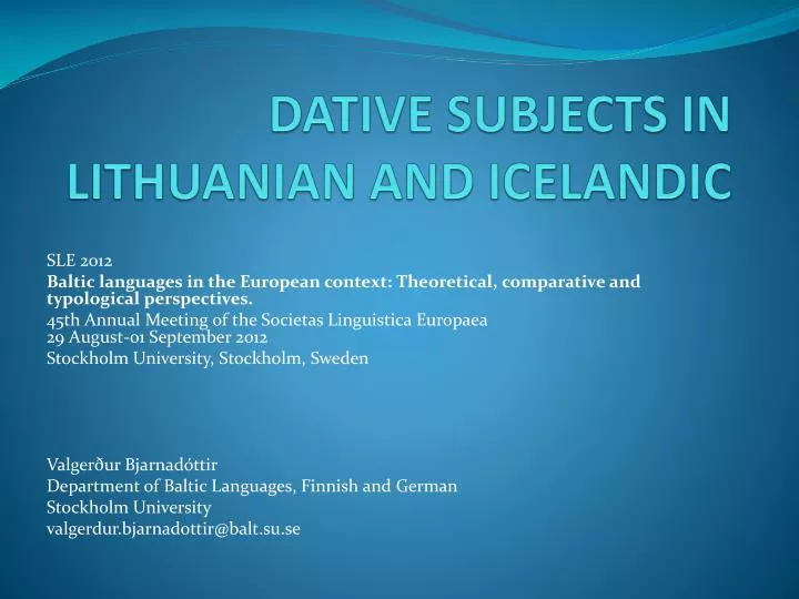 dative subjects in lithuanian and icelandic