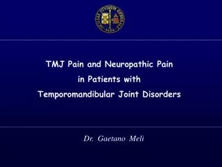 TMJ Pain and Neuropathic Pain in Patients with Temporomandibular Joint Disorders