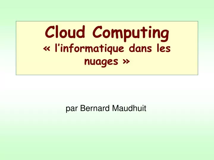 cloud computing l informatique dans les nuages