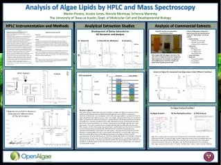 Analysis of Algae Lipids by HPLC and Mass Spectroscopy