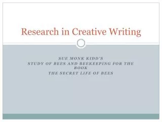 Research in Creative Writing