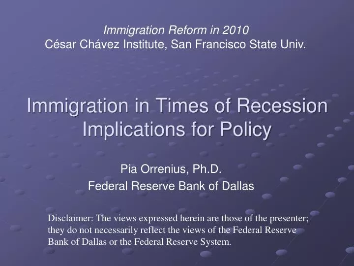 immigration in times of recession implications for policy