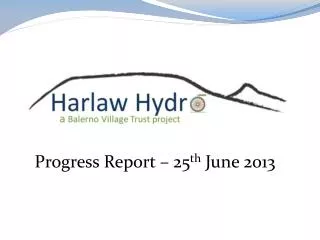 Progress Report – 25 th June 2013