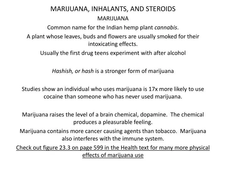 marijuana inhalants and steroids