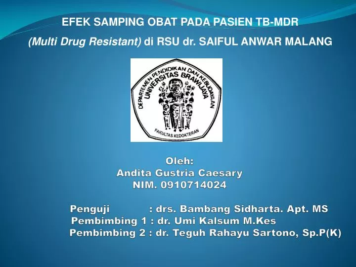 efek samping obat pada pasien tb mdr multi drug resistant di rsu dr saiful anwar malang