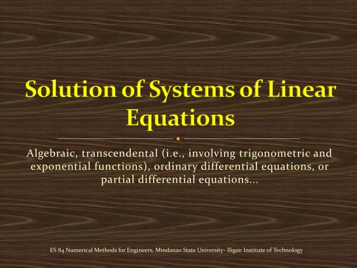 solution of systems of linear equations