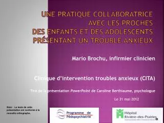 Mario Brochu, infirmier clinicien Clinique d’intervention troubles anxieux (CITA)