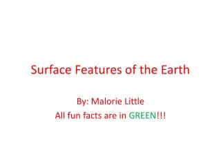 Surface Features of the Earth