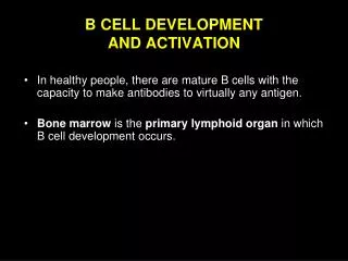 B CELL DEVELOPMENT AND ACTIVATION