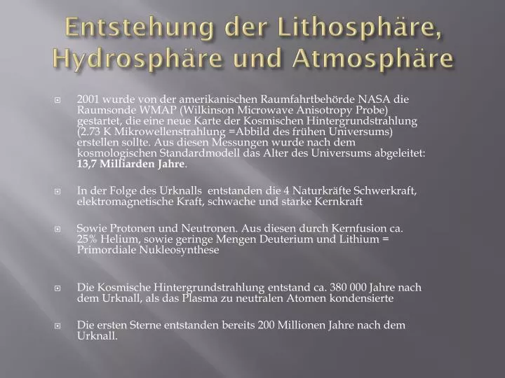 entstehung der lithosph re hydrosph re und atmosph re