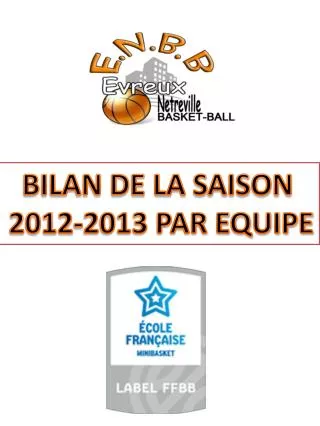 BILAN DE LA SAISON 2012-2013 PAR EQUIPE