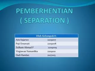 PEMBERHENTIAN ( SEPARATION )