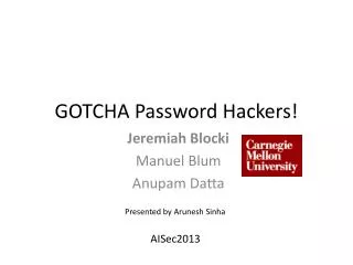 GOTCHA Password Hackers!
