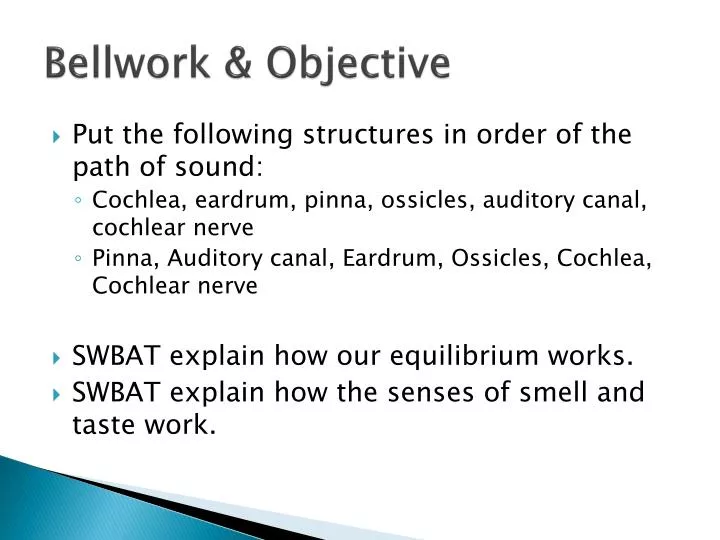bellwork objective