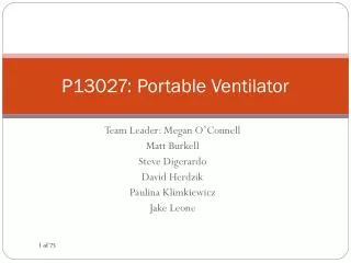 P13027: Portable Ventilator