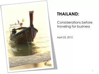 THAILAND: Considerations before traveling for business