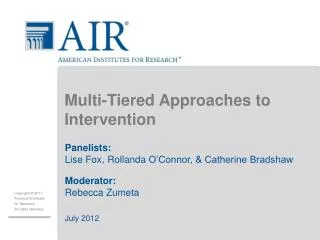 Multi-Tiered Approaches to Intervention