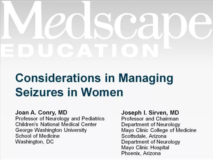 considerations in managing seizures in women