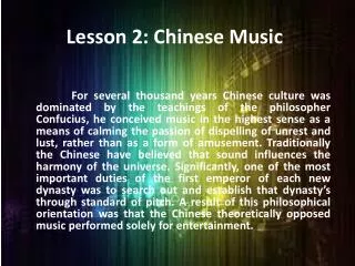 Lesson 2: Chinese Music