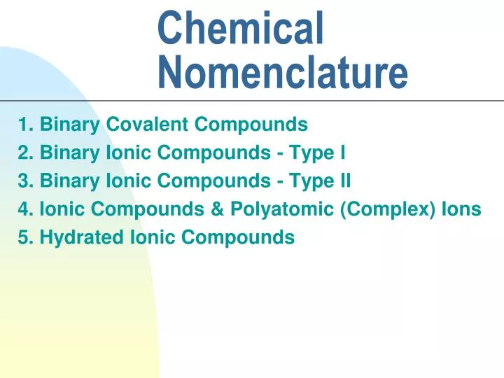 chemical nomenclature