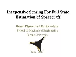 Inexpensive Sensing For Full State Estimation of Spacecraft