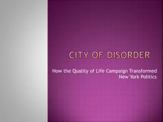 City of Disorder